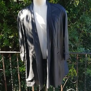 Black leather swing coat